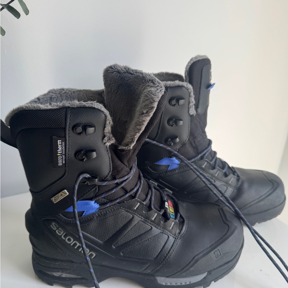 Salomon Black Boots with Gray and Blue Accents